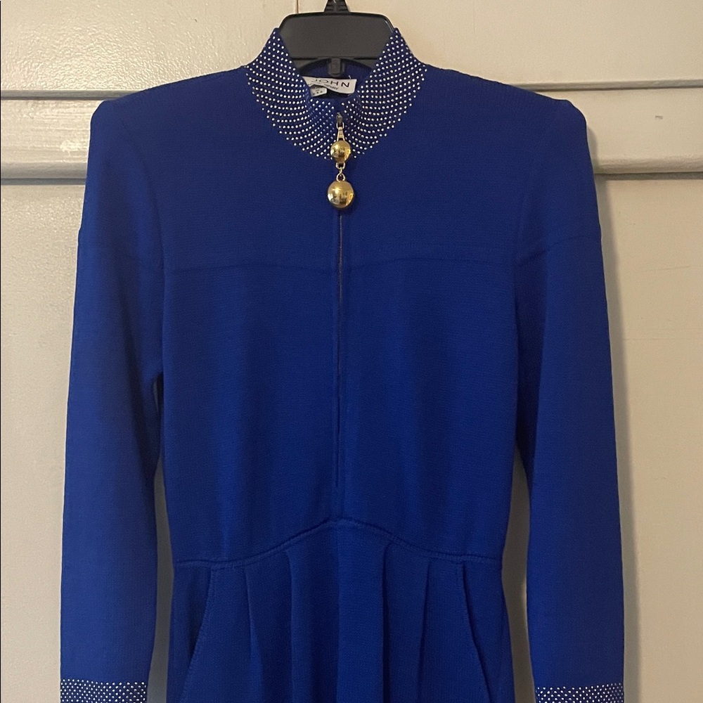 St. John Royal Blue Long Sleeve Jumpsuit